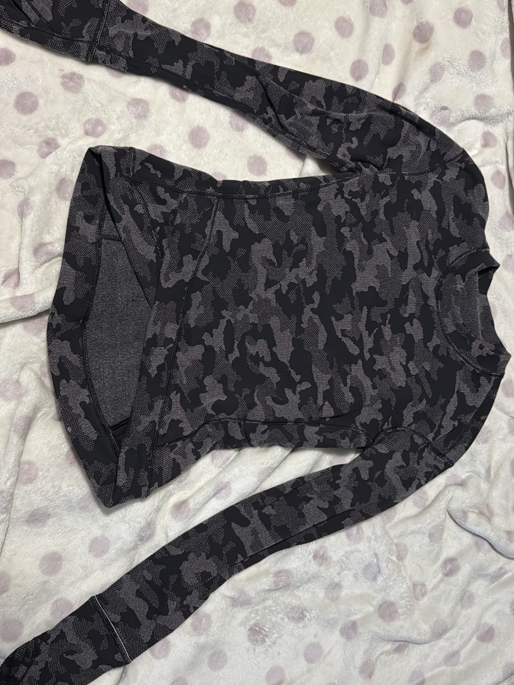 lululemon athletica Black and Dark Gray Camo Long Sleeve Top